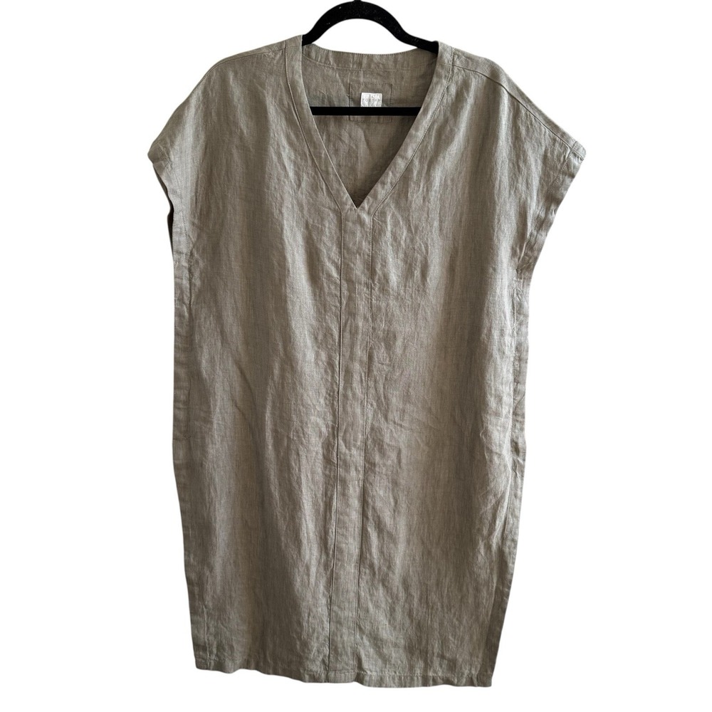 Poetry Linen Kaftan Shift Dress Size 4/6 Lagenlook Resort Coastal Sage Green